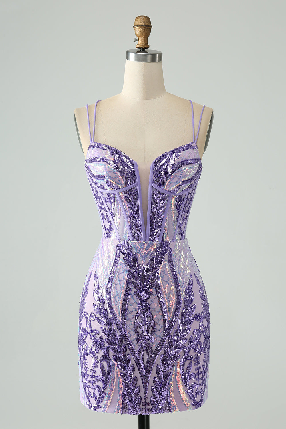 Sparkly Green Corset Tight Homecoming Dress with Lace-up Back - Image 7