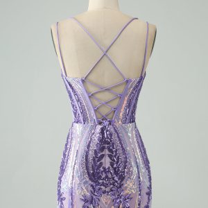 Sparkly Green Corset Tight Homecoming Dress with Lace-up Back - Image 8