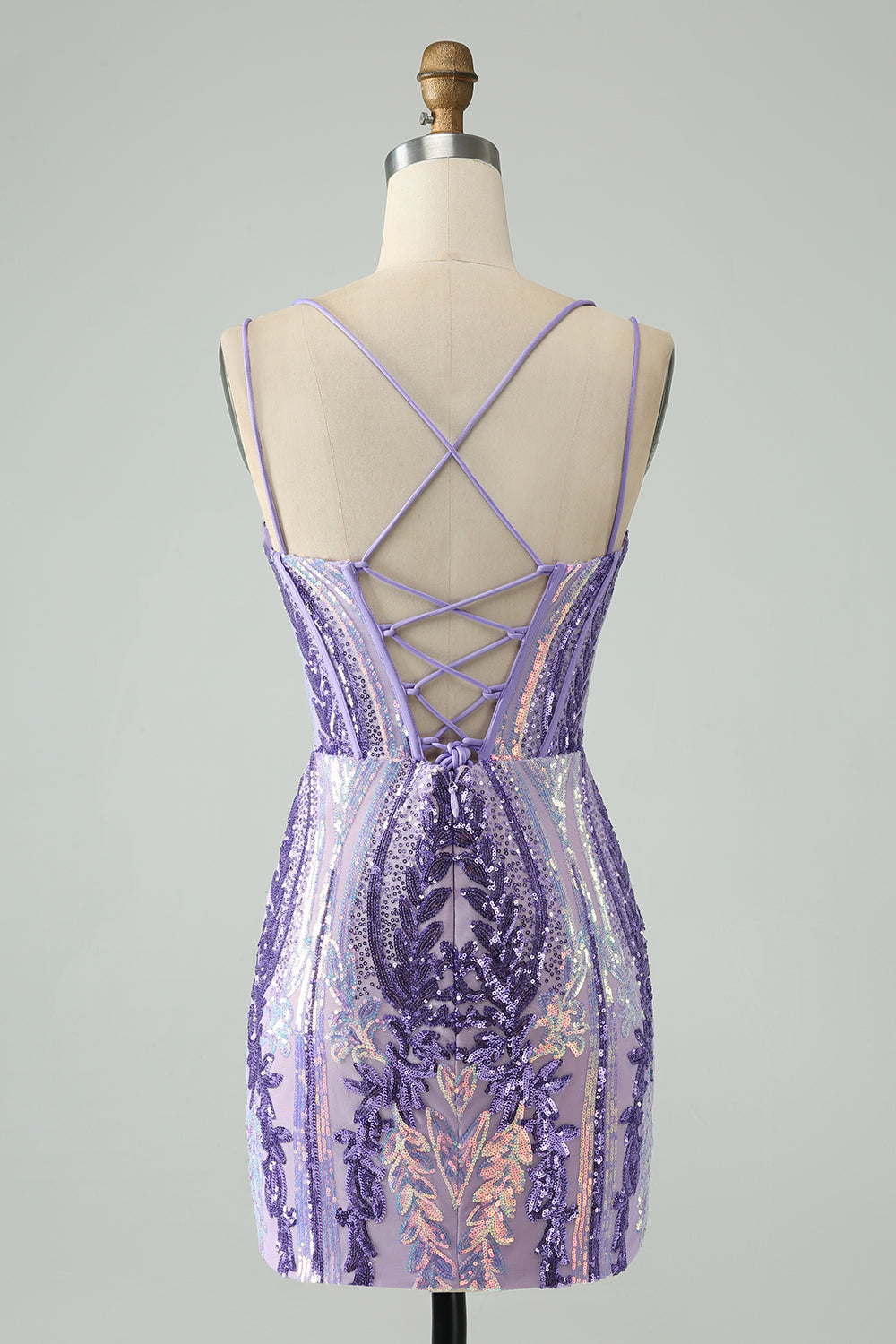 Sparkly Green Corset Tight Homecoming Dress with Lace-up Back - Image 8