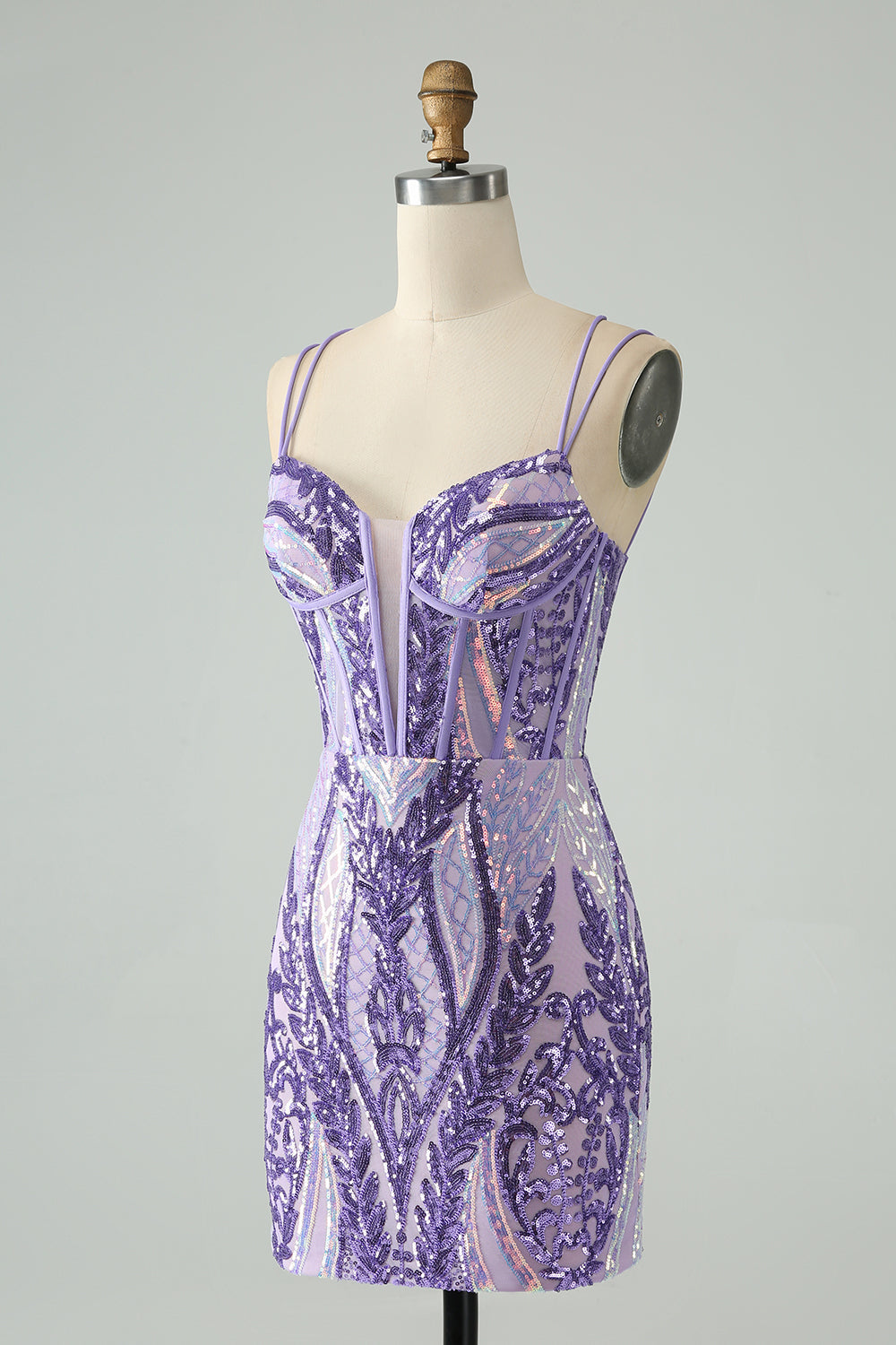 Sparkly Green Corset Tight Homecoming Dress with Lace-up Back - Image 9