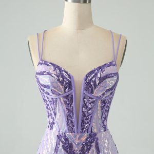 Sparkly Green Corset Tight Homecoming Dress with Lace-up Back - Image 10