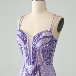 Sparkly Green Corset Tight Homecoming Dress with Lace-up Back - Image 11