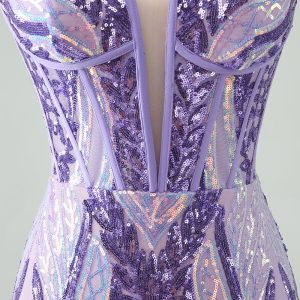 Sparkly Green Corset Tight Homecoming Dress with Lace-up Back - Image 13