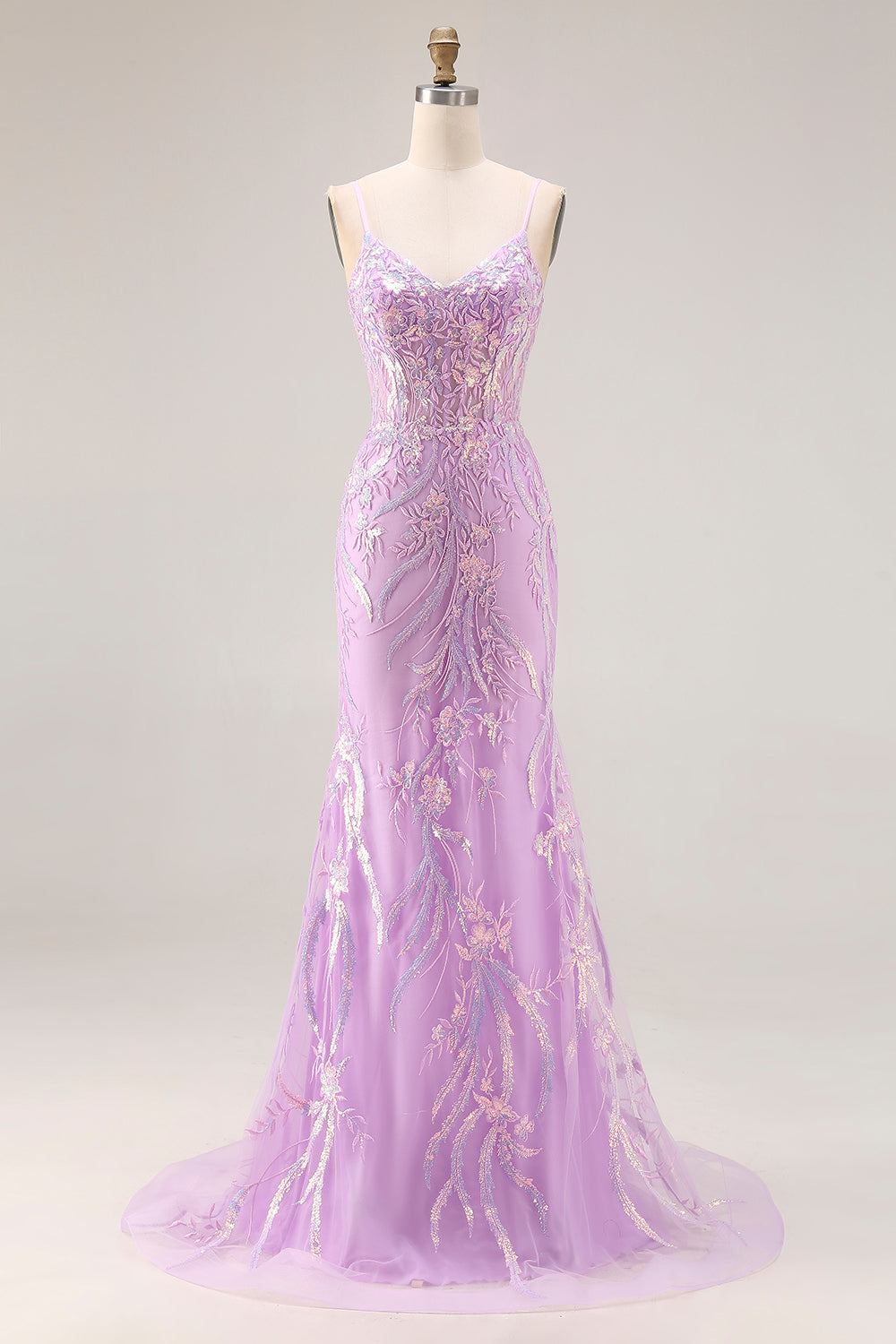 Sparkly Mint Green Mermaid Maxi Prom Dress with Appliques - Image 7