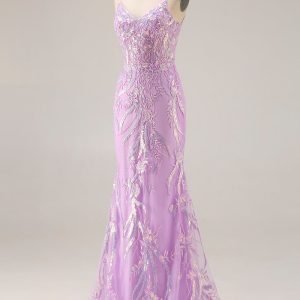 Sparkly Mint Green Mermaid Maxi Prom Dress with Appliques - Image 9