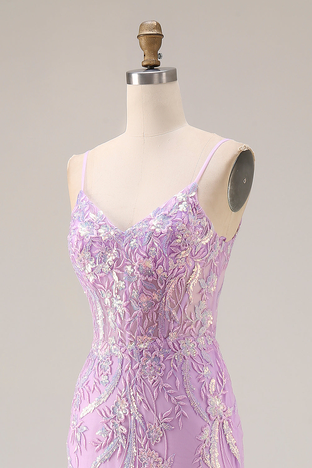 Sparkly Mint Green Mermaid Maxi Prom Dress with Appliques - Image 12